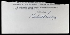 SIGNED  HERBERT HOOVER DONATION SOLICITATION LETTER PIECE