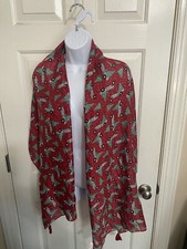 Christmas Holiday Scarf Trucks Red Green Tassles Lightweight Gift NWOT