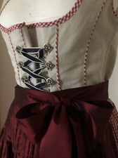 Dirndl, DIRNDLSCHÖN, Baumwolle, Gr. 40, mit Seiden Schürze, Dunkelrot