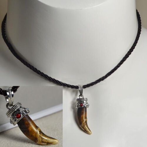 Ciondolo Collana Talismano Argento Tibetano Bruce Lee Drago Uomo Coraggioso Lupo Dente Lupo - Foto 18 di 19