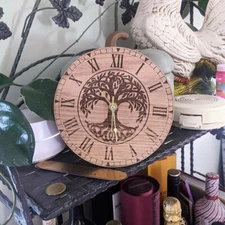 7" Tree of Life Clock Laser Etched on Oak
