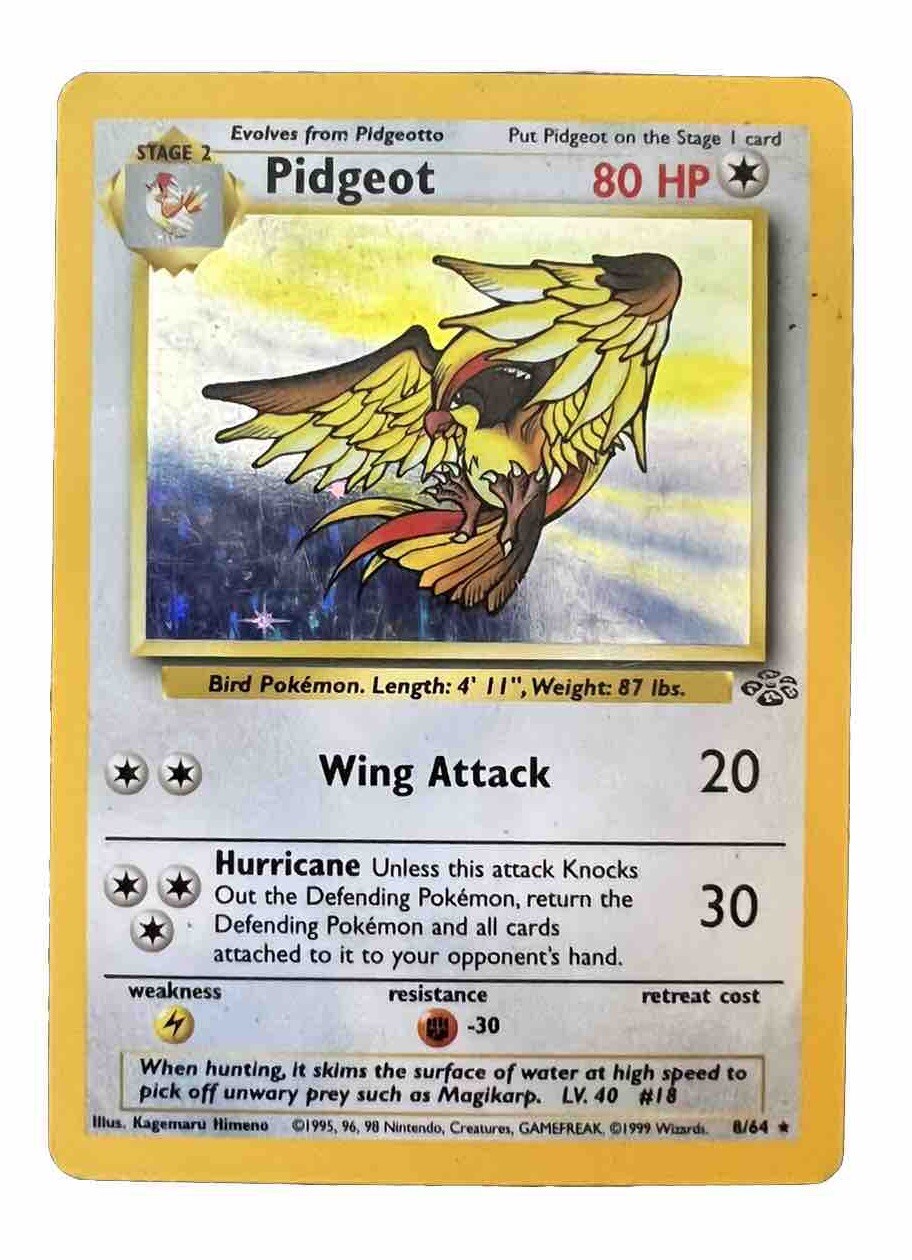 Pokémon TCG Pidgeot Jungle 8/64 Holo WOTC Unlimited Holo Rare