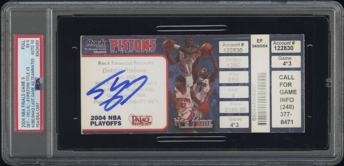 KOBE BRYANT/SHAQ LAST GAME 2004 NBA FINALS GM 5 TICKET LA/DET