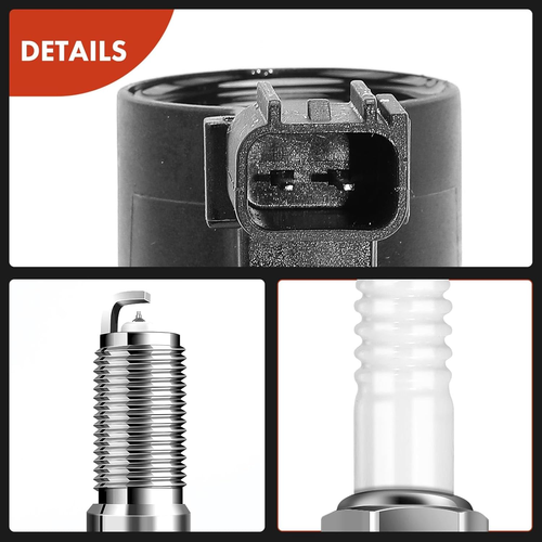 Set of 4 Ignition Coil Pack and Iridium Spark Plugs Compatible with Ford Escape, - Picture 8 of 8