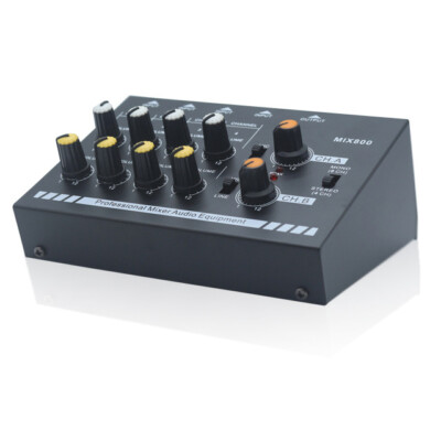 Mini 4-Channel Stereo/Mono Audio Mixer MIC/Music Switcher Digital Home Tuner 