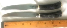 Vintage Pair of Stag Handled Sheffield Everbrite Stainless Steel Steak Knives