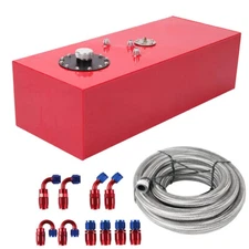 15 GALLON 60LALUMINUM FUEL CELL GAS TANK+CAP+LEVEL SENDER+NYLON FUEL LINE KIT