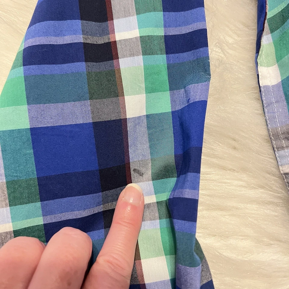 Camisa de vestir a cuadros Nautica niños mediana 10/12 abotonada informal azul verde Foto 3 de 4