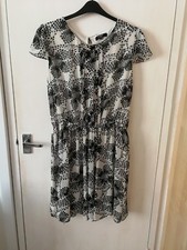 Women Size 20 White Black Grey Lined Dress EU 48 Plus Size