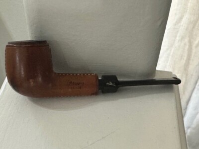 Longchamp France Roughneck Leather Wrapped Estate Pipe Brown Black Briar