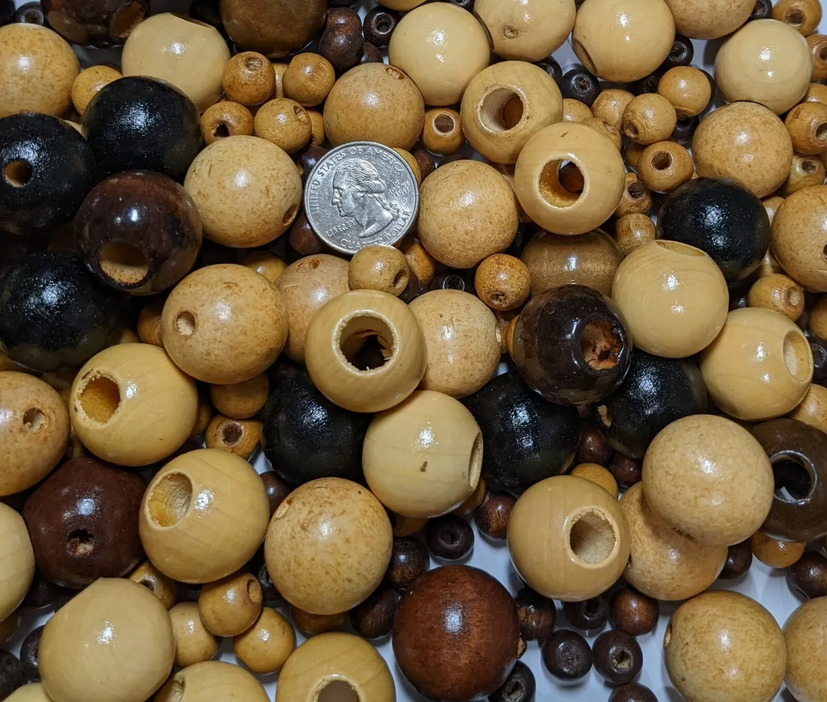 Wood Beads Bulk for DIY Mix Natural Brown Black 20mm 12mm ROUND 200 pcs