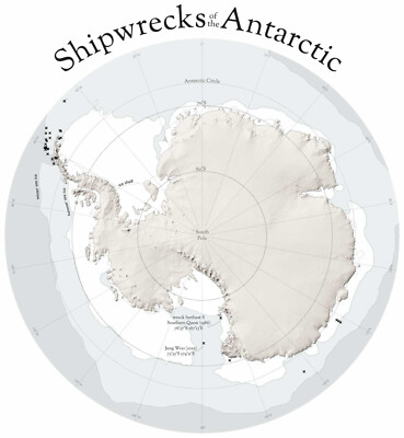 Shipwrecks of the Antarctic Naval Map Wall Art Décor Poster Print Home Office
