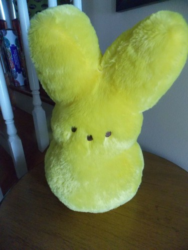 2018 Just Born 14" Yellow Stuffed Rabbit Bean Bag Plush Peeps Easter Bunny  GUC - Picture 1 of 2