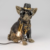 Tischlampe Hund Chiwawa Mit Sonnenbrille, Hut Und Anzug H. 33Cm Gold Formano