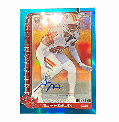 Benjamin Morrison Topps 2025 Chrome Buccaneers RC Auto Aqua Refractor 003/199