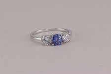 Sterling Silver Blue Solitaire  White Cubic Zirconia Band Ring YGI 925 Sz: 11