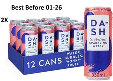 24X330ml Dash Water Grapefruit Flavoured Sparkling Spring Water BBE 01-26 RRP£21