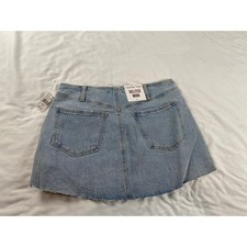 Vanilla Star Belted Mini Skirt Juniors M Light Wash NWT Raw Hem Distressed Denim