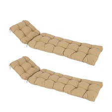 Aoodor 2Pcs Patio Chaise Lounge Chair Cushions 76"x22" Tufted Outdoor Mat Pads