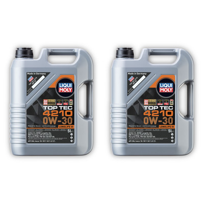 2x 5L LIQUI MOLY 21605 Motoröl Top Tec 4210 0W-30 Leichtlauf synth 5 Liter VW