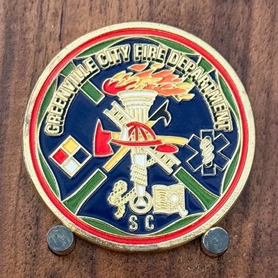 Greenville SC Fire Department Falls Park Bridge Gold Challenge Coin  1#37