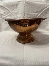 Vintage Copper Colander with Brass Handles 11”