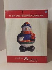 Madison & Max Earthenware Snowman Cookie Jar Winter Cookies Santa Cookies