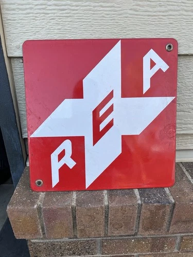 Vintage Railway Express Agency (REA) Porcelain Sign 12" X 12" Red & White