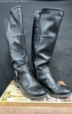 Bottes d'équitation hautes Croft & Barrow Armor en simili cuir noir femme taille 8