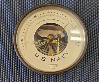 WW2 US NAVY SHIP'S INSTRUMENT BAROMETER TAYLOR MADE ROCHESTER HANGABLE
