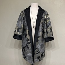 Chico'S Long 3/4 Sleeve Blazer Jacket Sz 1 Multi-Color Metallic Floral