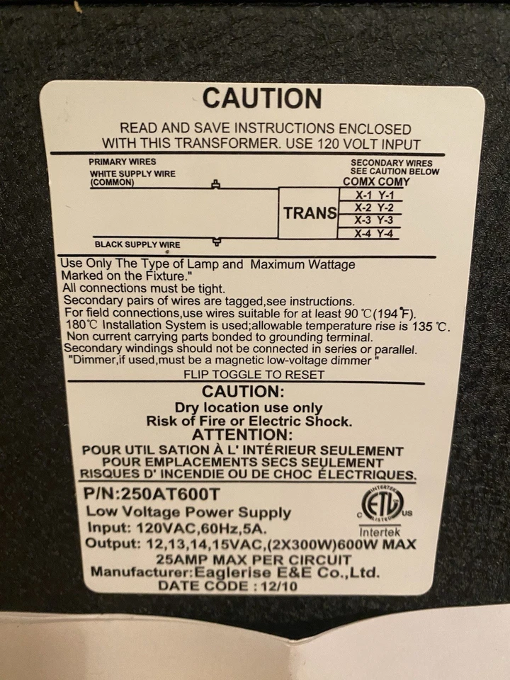 Encompass Lighting Group 120v to 12v Dual Feed 600w Remote Magnetic Transformer - Image 2 of 4