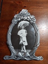 Vintage Metal Roses Picture Frame Photo 5 1/2 x 7 1/2 Silver Color Rare Find