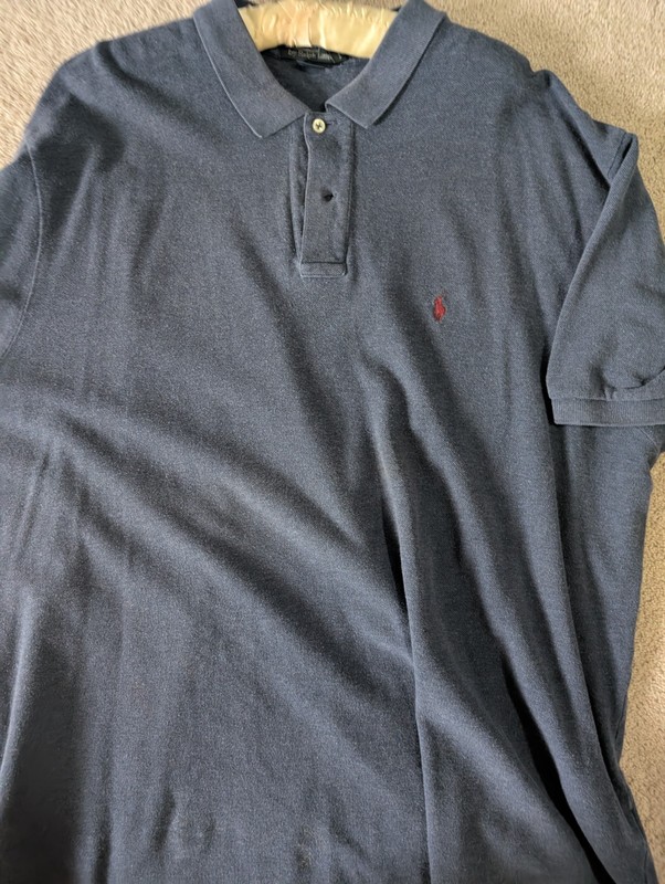 Polo Ralph Lauren Shirt Mens 2XL Navy Blue Polo Casual Golf Cotton Red Pony