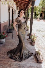 Terani Couture Gown M1518 Size 12 Bronze
