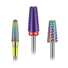 3Pcs Nail Drill Bits Set for Nails 3/32 Inches, 5 in 1 Tapered Barrel and Cone S