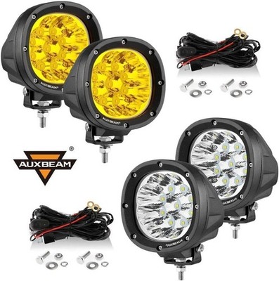 Auxbeam 4'' LED Driving Lights Amber White Spot Beam For Jeep Truck SUV 4WD