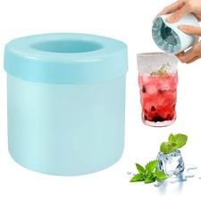 Small Ice Maker Cup, Cylinder Silicone Cube Molds, Mini /, Blue-Green