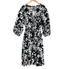 Talbots Dotted Butterflies Poplin Shirtdress Size 22W Tie Waist Career Spring