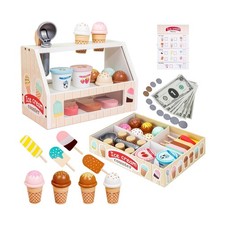 Wooden Ice Cream Toys for Kids Toddler,Ice Cream Counter Shop Prete... Fast Ship
