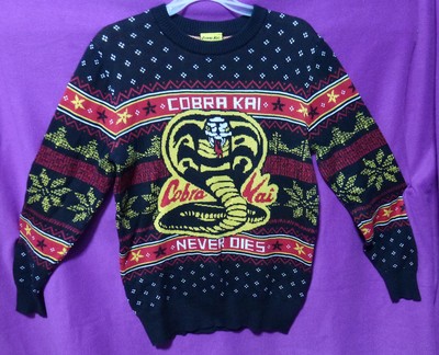 Cobra Kai Strike Hard Strike First No Mercy Unisex Sweater Medium Karate Kid