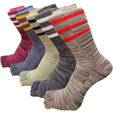 Men Five Finger Toe Crew Sport Solid Athletic Striped Casual Cotton Socks 5Pairs