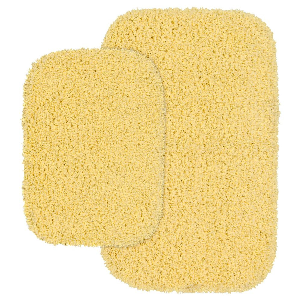 набор мохнатых моющихся ковриков для ванной комнаты из 2шт, Желтый - Ковер-гирлянда