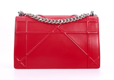 Christian Dior Red DIORAMA Chain Logo Clasp Shoulder Bag Medium