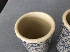 2 VINTAGE STONEWARE TUMBLERS RRP CO. CREAM AND BLUE SPLATTER WARE — photo 3