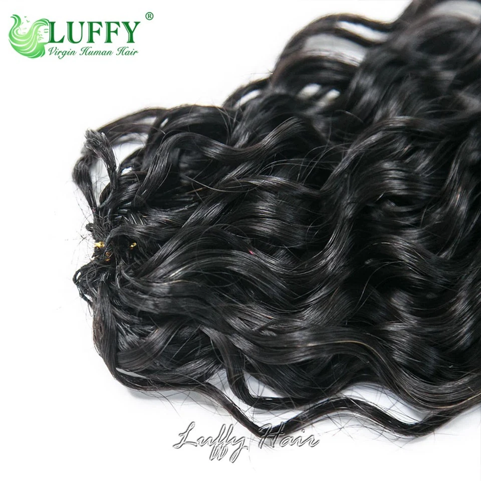 Pre Looped Crochet Human Hair Curly Crochet Hair Feather Human Hair Extensions - Image 2 of 4