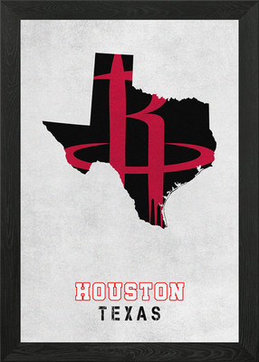 Houston Texas State Karte gerahmtes Wandbild Poster Leinwanddruck Bild
