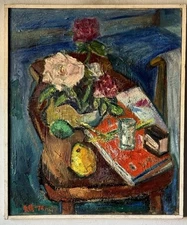 RARE HOU RONGCHUAN VINTAGE MODERN ABSTRACT OIL PAINTING FAMOUS CHINESE 1970