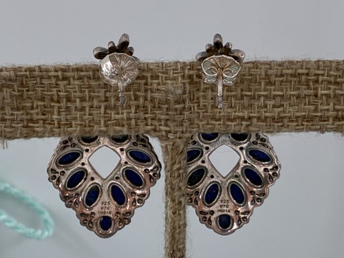 American West Carolyn Pollack Blue Lapis Sterling Silver Dangle Diamond Earrings - Bild 14 von 18