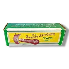 Vtg Speedy Stitcher Sewing Awl Tool Kit Handbag Leather Stitch 2 Needles